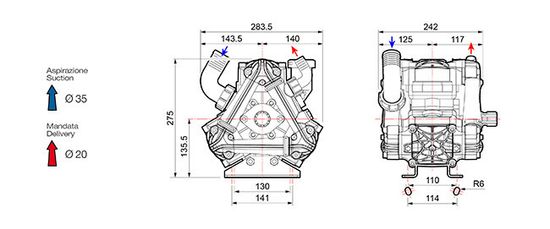 Насос мембранный Comet® серия ВP130 D (124 л/мин; 20 бар); вал ВОМ 1"3/8