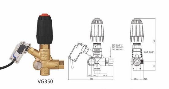 GM Pumps pressure valve VG 350 с микровыключателем вход 3/8 -выход 3/8