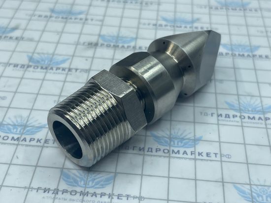 Форсунка каналопромывочная 3 грани до 300 бар  50 л/мин 1 вперёд  5 назад вх.3/4 нар