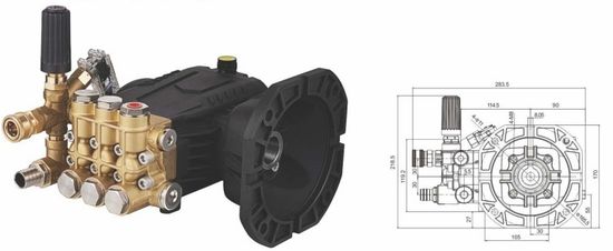 Rindevand (RV) JE1318 Помпа (без регулятора давления) колокол 130 вал 28 мм 13 литров 180 бар