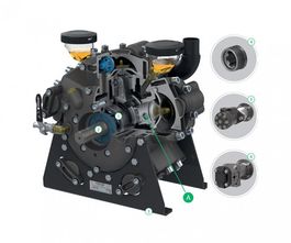 Мембранный насос Comet серия APS 41 (38 л/мин; 40 бар); фланец под гидромотор (вн.вал d25/шпонка)