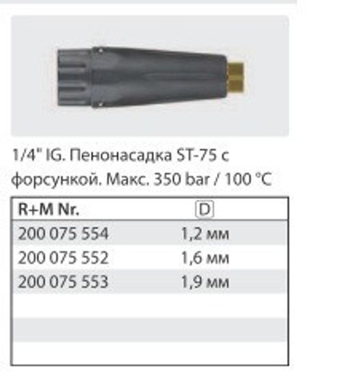 Пенная форсунка профессиональная  ST-75 1.6 мм 1/4"