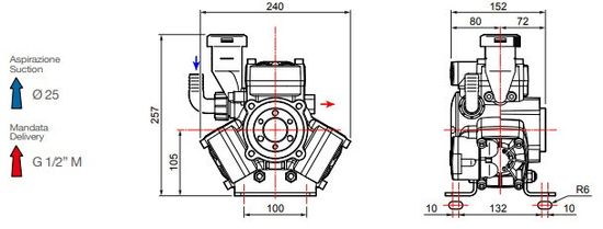Мембранный насос Comet серия APS 41 (38 л/мин; 40 бар); фланец под гидромотор (вн.вал d25/шпонка)