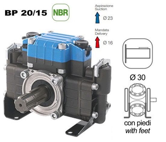 Насос мембранный Comet® серия ВP20/15 (18,7 л/мин; 15 бар); вал d30 гладкий/шпонка