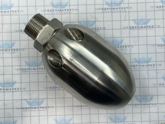 Форсунка каналопромывочная до 300 бар  70 л/мин 1 вперёд 6 назад вх.1 дюйм с переходником на 3/ 4 наружняя резьба
