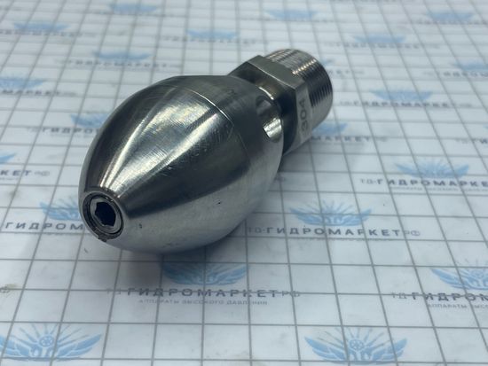 Форсунка каналопромывочная до 300 бар  70 л/мин 1 вперёд  5 назад вх.3/8 вн