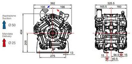 Насос мембранный Comet® серия ВPS260 NBR50 (249 л/мин; 20 бар); ВОМ 1"3/8 - вал d25 внутрен./шпонка