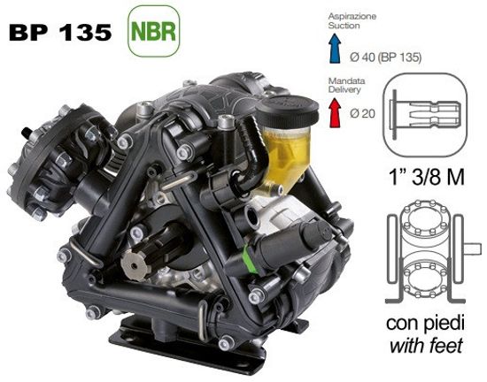 Насос мембранный Comet® серия ВP135 (124 л/мин; 20 бар); гидрокомпенсатор; вал ВОМ 1"3/8