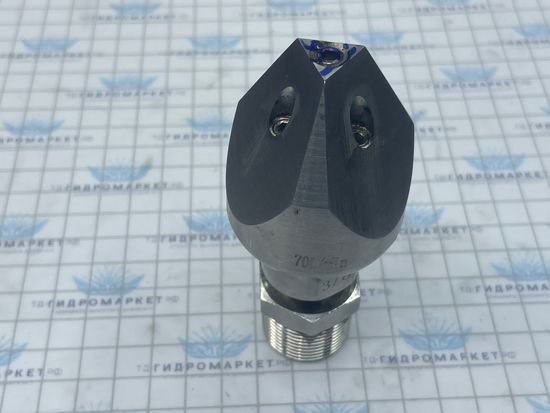 Форсунка каналопромывочная 3 грани до 300 бар  70 л/мин 3 вперёд  5 назад вх.3/8 вн