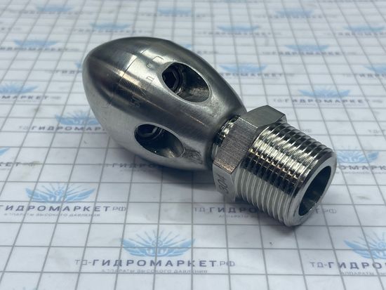 Форсунка каналопромывочная до 300 бар  50 л/мин 1 вперёд  5 назад вх.3/8 вн