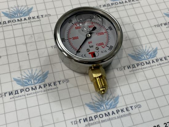 Манометр вертикальная фиксация GMM63-1000 G1/4", Д 63мм 0-1000 бар (нерж)