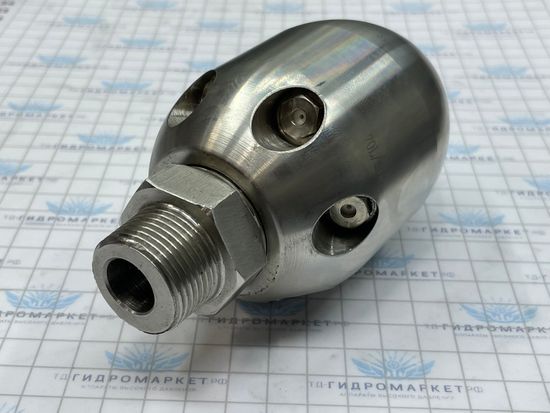 Форсунка каналопромывочная до 300 бар  70 л/мин 1 вперёд 6 назад вх.1 дюйм с переходником на 3/ 4 наружняя резьба