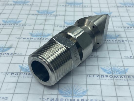 Форсунка каналопромывочная 3 грани до 300 бар  70 л/мин 1 вперёд  5 назад вх.3/4 нар