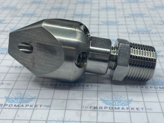 Форсунка каналопромывочная 3 грани до 300 бар  50 л/мин 3 вперёд  5 назад вх.3/8 вн