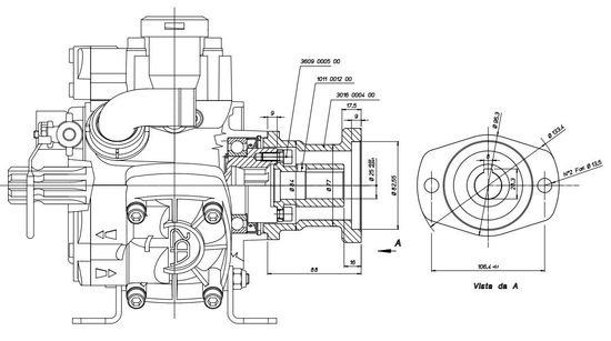 Мембранный насос Comet серия APS 41 (38 л/мин; 40 бар); фланец под гидромотор (вн.вал d25/шпонка)