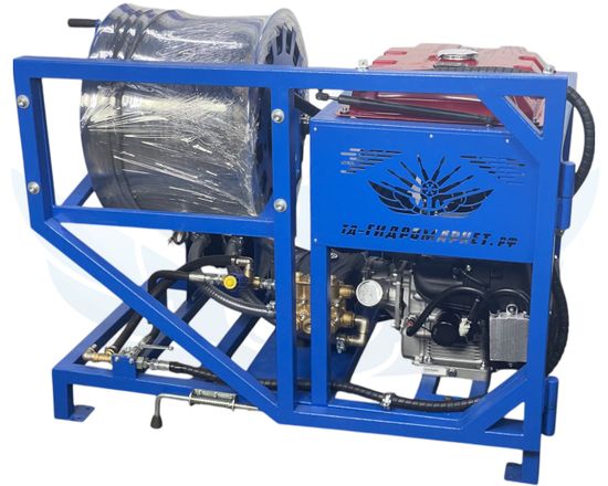 Каналопромывочная высоконапорная установка 2х уровневая GM Pumps 120-165 бар 70-85 литров с откидным барабаном