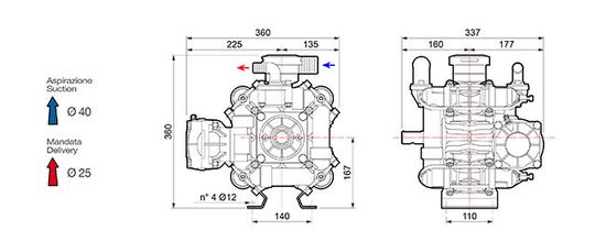 Насос мембранный Comet® серия ВP151 (138 л/мин; 20 бар); вал ВОМ 1"3/8
