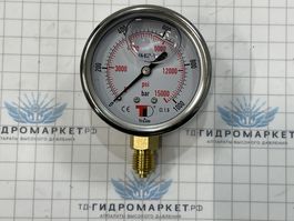 Манометр вертикальная фиксация GMM63-1000 G1/4", Д 63мм 0-1000 бар (нерж)