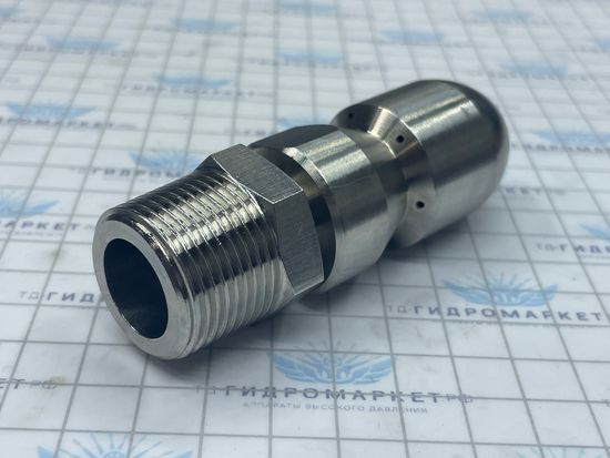Форсунка каналопромывочная до 300 бар  70 л/мин 1 вперёд 6 назад вх.3/8 вн