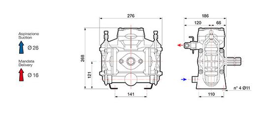 Насос мембранный Comet® серия ВP40 (43,3 л/мин; 15 бар); вал ВОМ 1"3/8