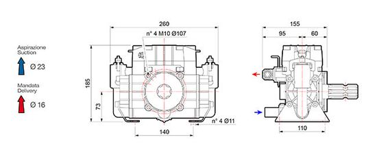 Насос мембранный Comet® серия ВP20/15 (18,7 л/мин; 15 бар); вал d30 гладкий/шпонка