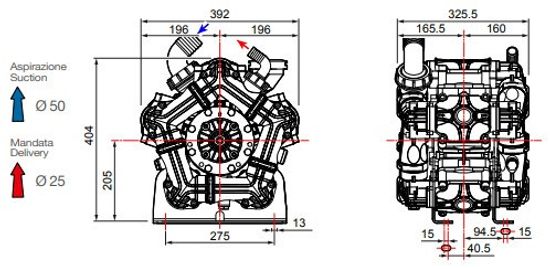 Насос мембранный Comet® серия ВPS260 (249 л/мин; 20 бар) пред.клапан/защита ВОМ;; вал ВОМ 1"3/8